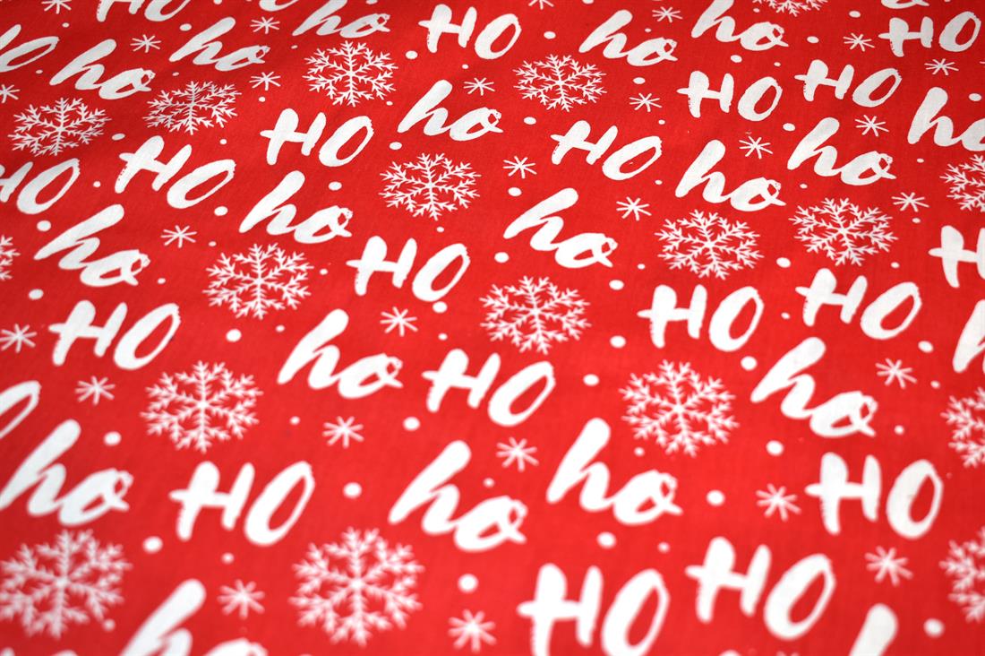 Red Printed Christmas Polycotton Fabric