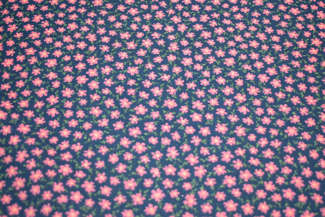 Navy & Pink Printed Christmas Polycotton Fabric