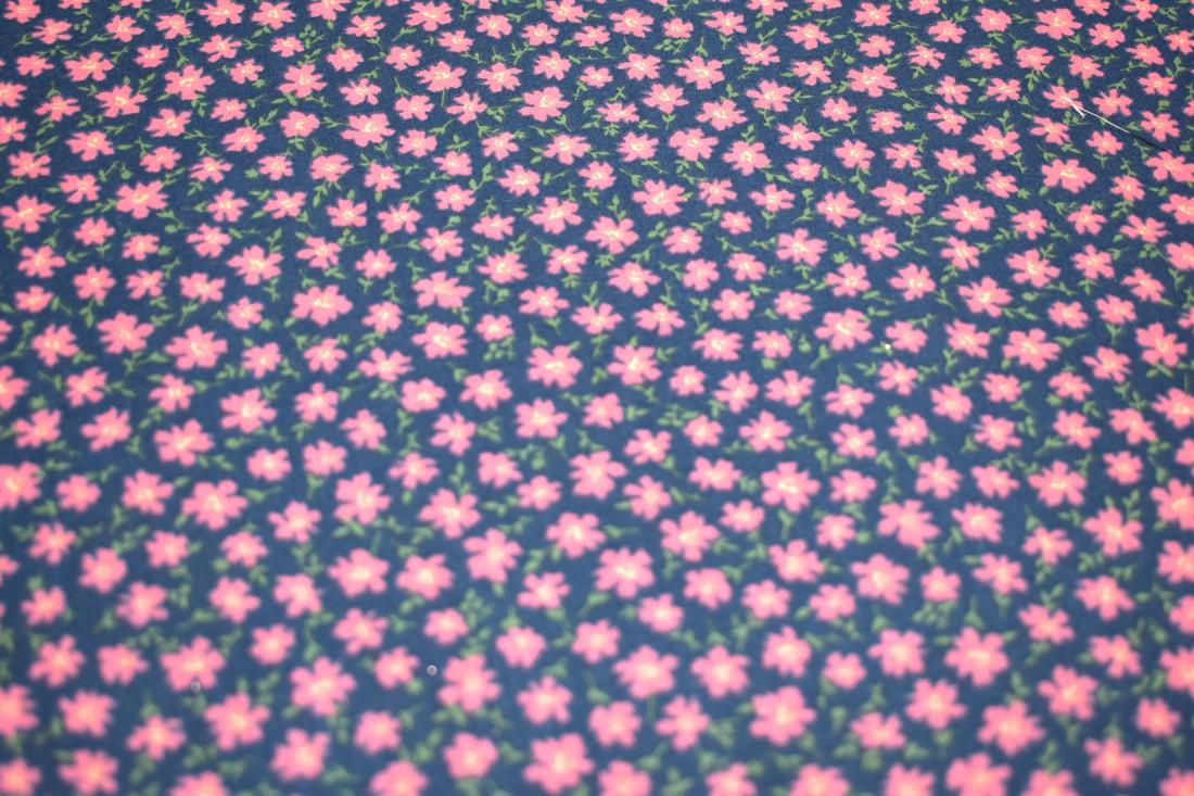 Navy & Pink Printed Christmas Polycotton Fabric