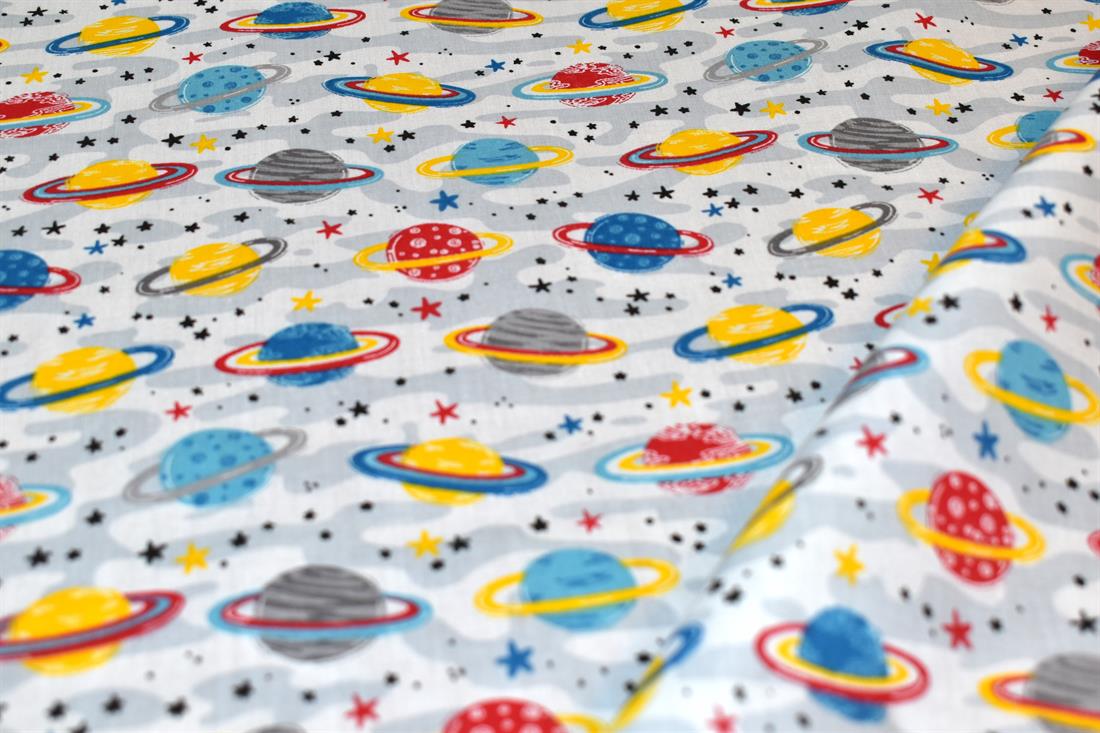 White Printed Polycotton Fabric