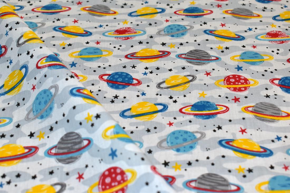 White Printed Polycotton Fabric