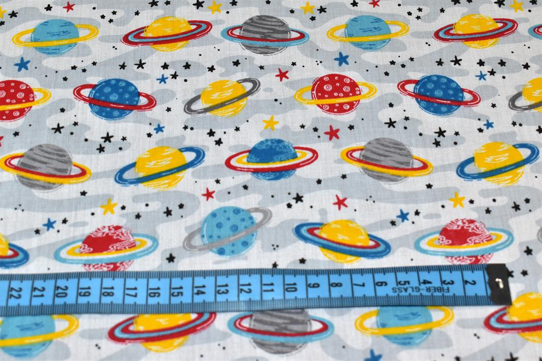 White Printed Polycotton Fabric