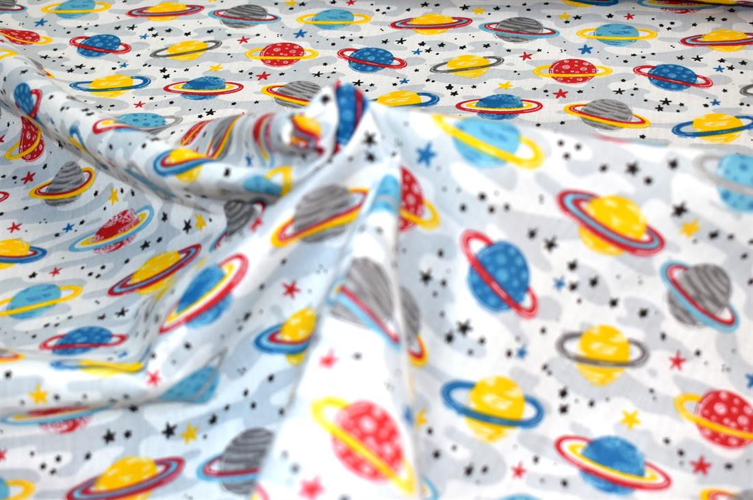 White Printed Polycotton Fabric