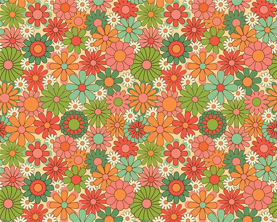 Mindy Florals Retro Vibes Polycotton Love for Printed Fabric