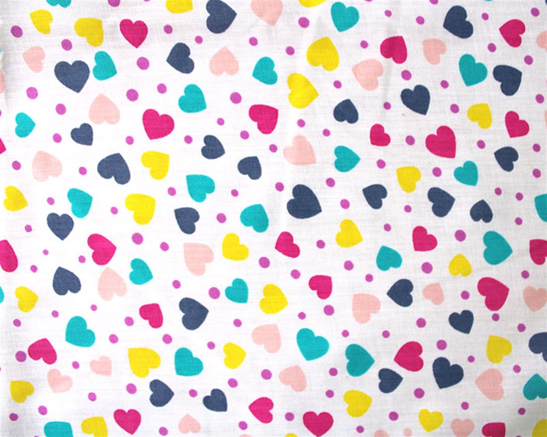 Hearts Polycotton Printed Fabric