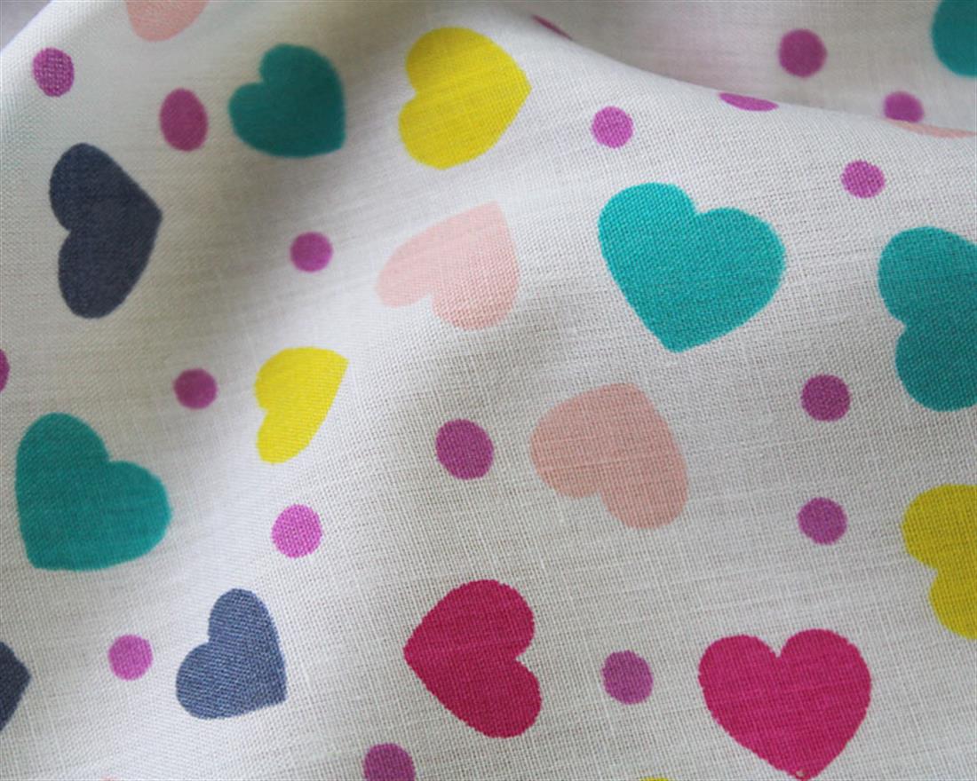 Hearts Polycotton Printed Fabric