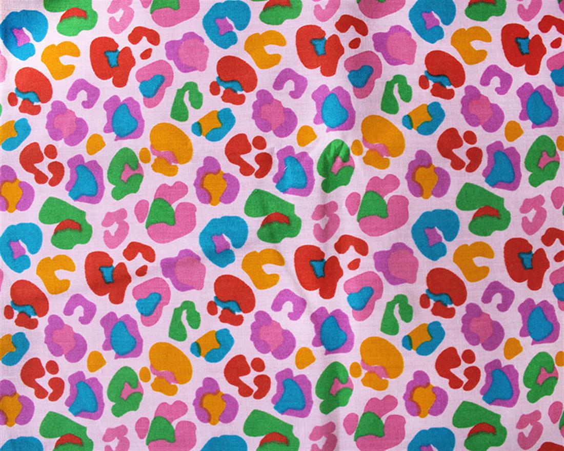 Disco Leopard Print Polycotton FabricAnimated Multicoloured Pattern…