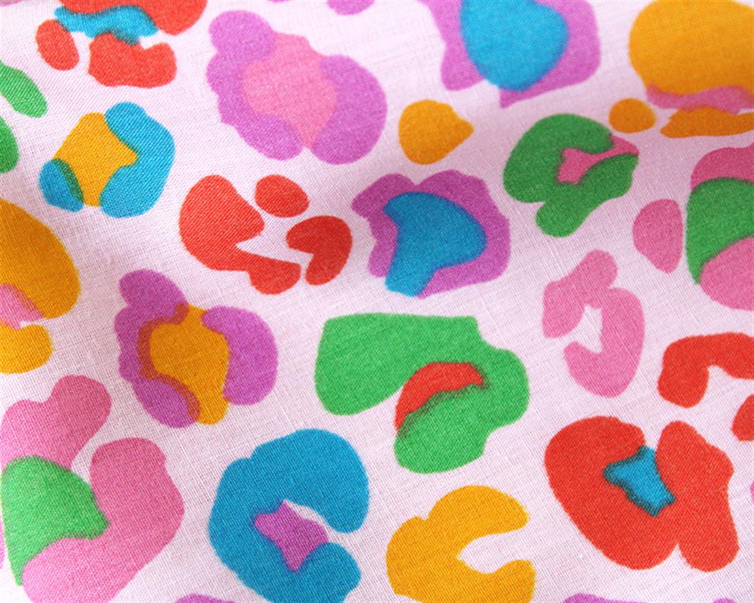 Disco Leopard Print Polycotton FabricAnimated Multicoloured Pattern…