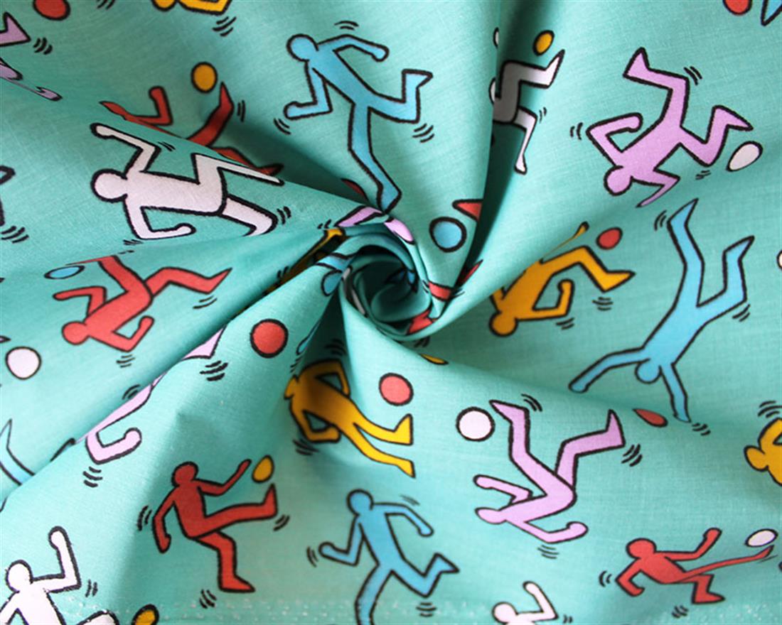 Soccer People Polycotton Printed Fabric