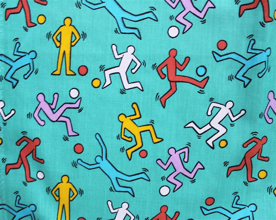 Soccer People Polycotton Printed Fabric