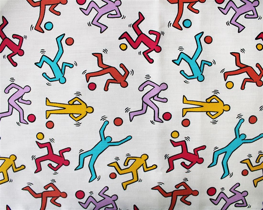 Soccer People Polycotton Printed Fabric