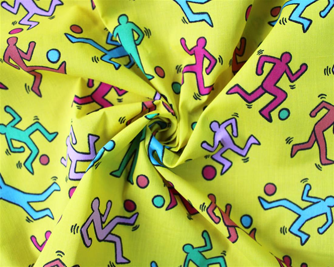 Soccer People Polycotton Printed Fabric