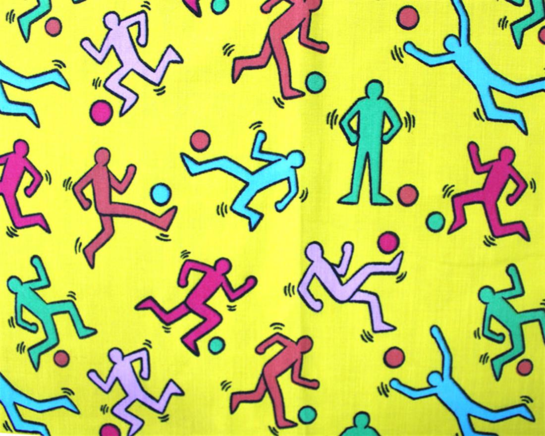 Soccer People Polycotton Printed Fabric
