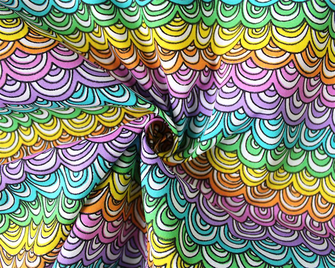 Doodle Rainbows Polycotton Printed Fabric