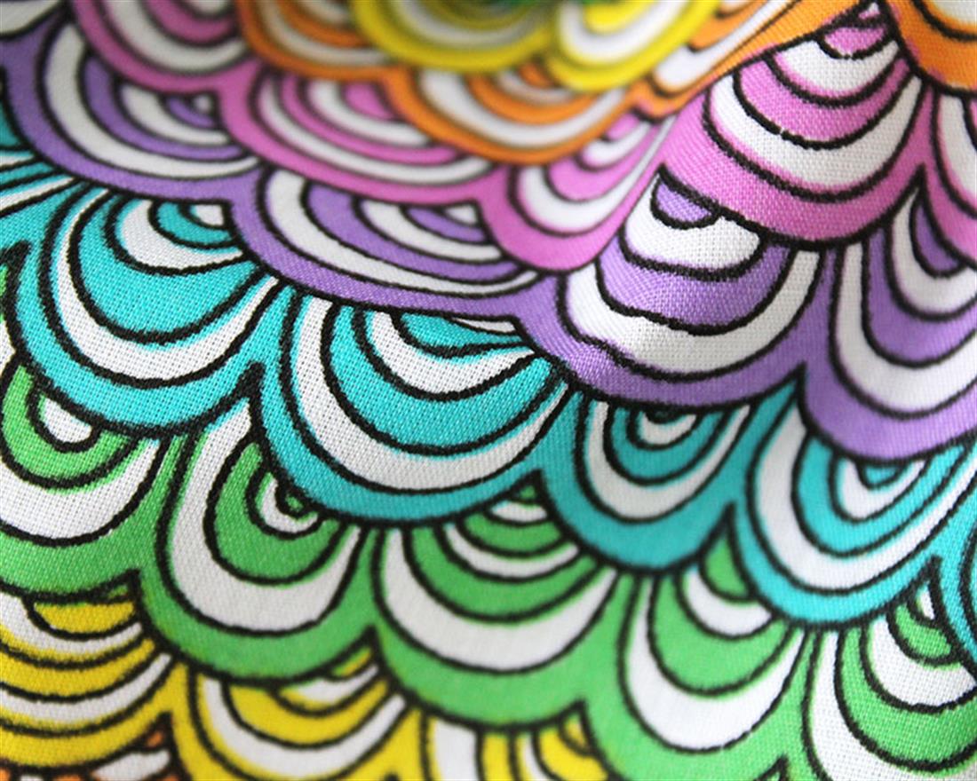 Doodle Rainbows Polycotton Printed Fabric