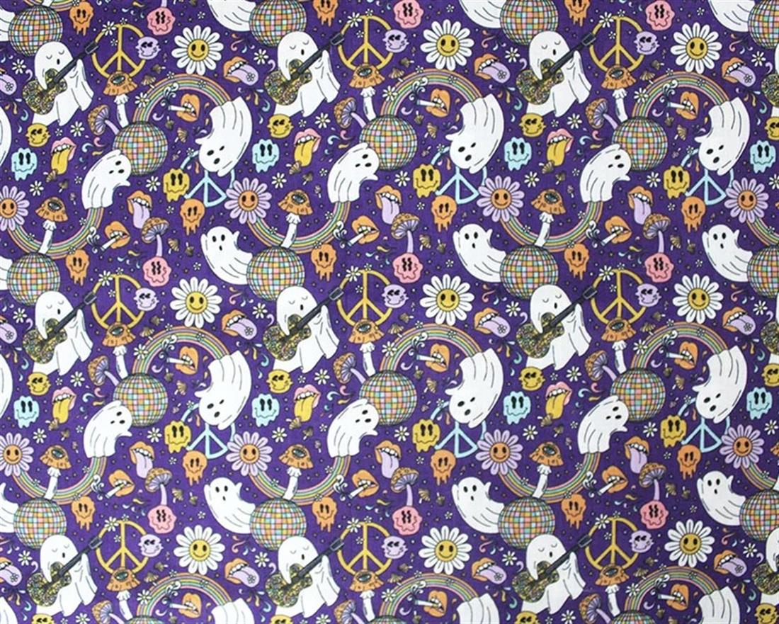 Purple MP Digital Halloween Disco Ghosts Mixing Polyester and Cotton…