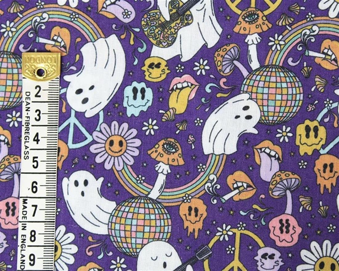 Purple MP Digital Halloween Disco Ghosts Mixing Polyester and Cotton…