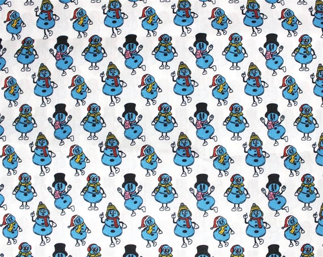 White MP Digital Festive Polycotton Blue Snowman Mixing Polyester and…