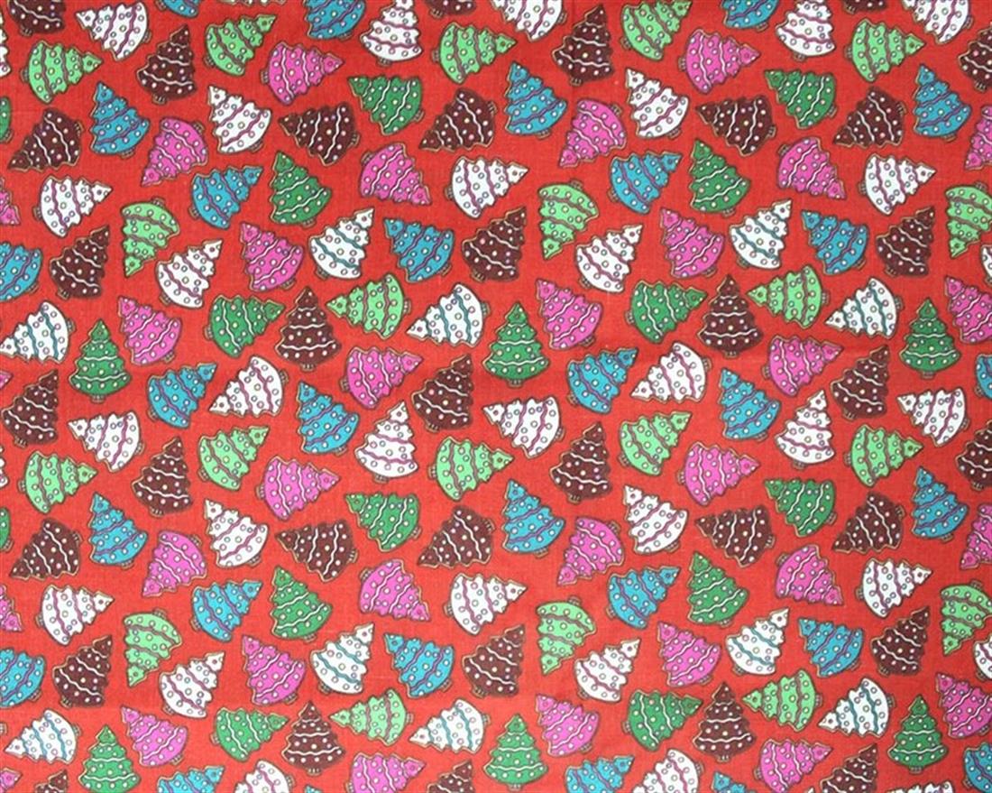 Red MP Digital Festive Polycotton Trees Mixing Polyester and Cotton…