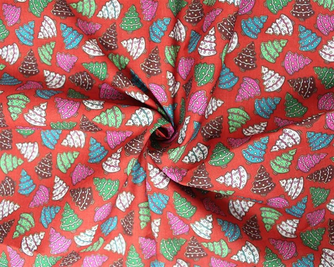 Red MP Digital Festive Polycotton Trees Mixing Polyester and Cotton…