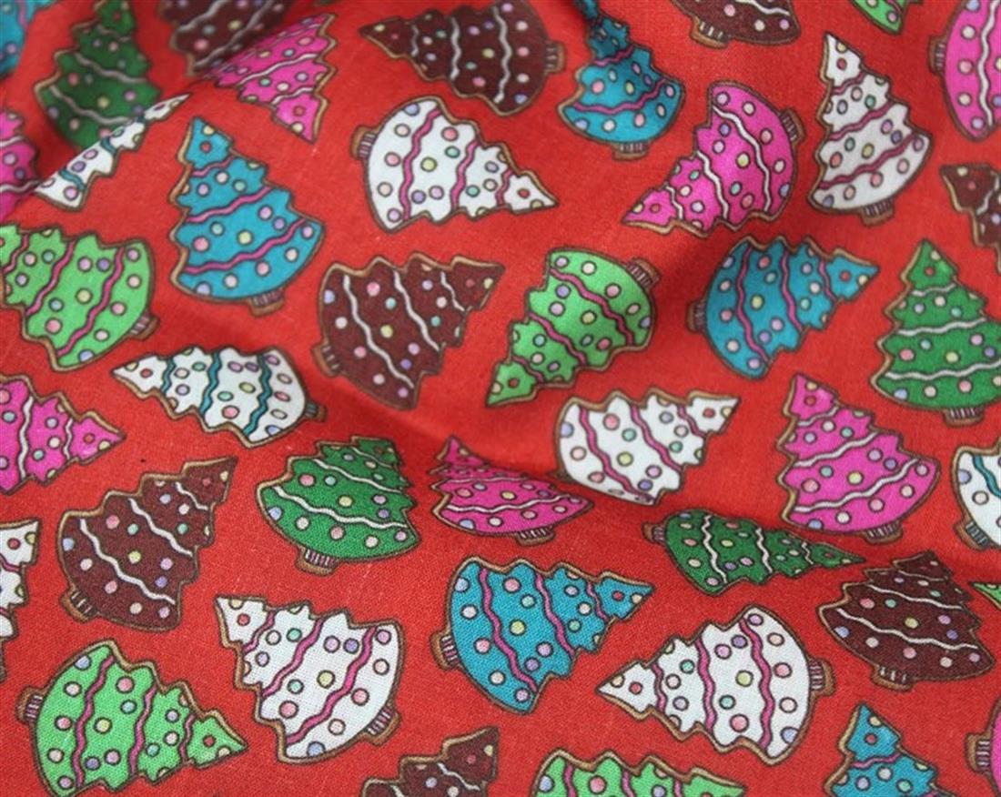 Red MP Digital Festive Polycotton Trees Mixing Polyester and Cotton…