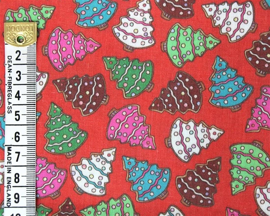Red MP Digital Festive Polycotton Trees Mixing Polyester and Cotton…