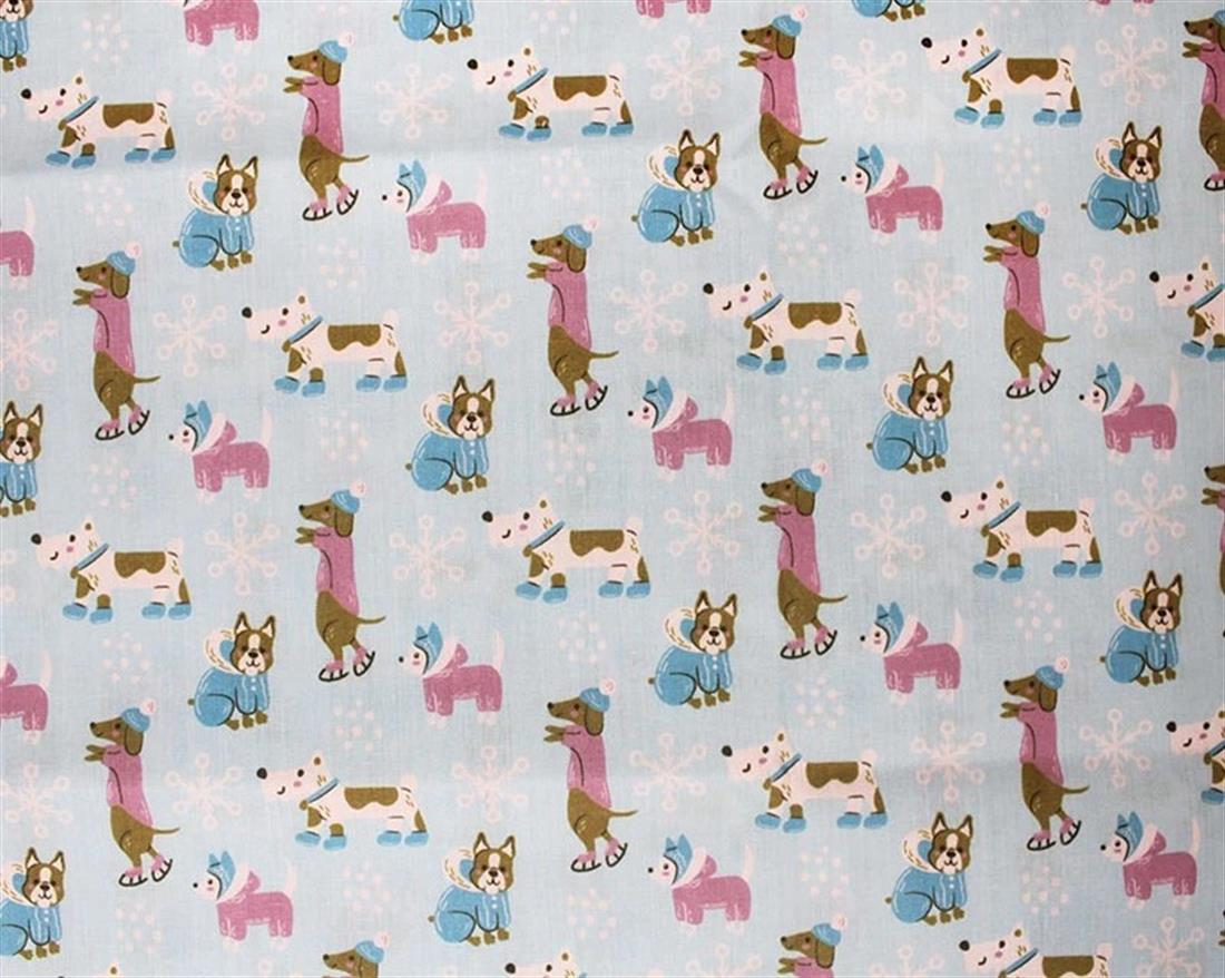 Blue MP Digital Festive Polycotton Dogs Mixing Polyester and Cotton…