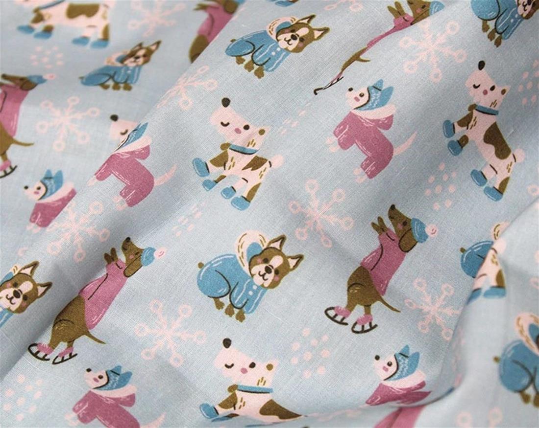 Blue MP Digital Festive Polycotton Dogs Mixing Polyester and Cotton…