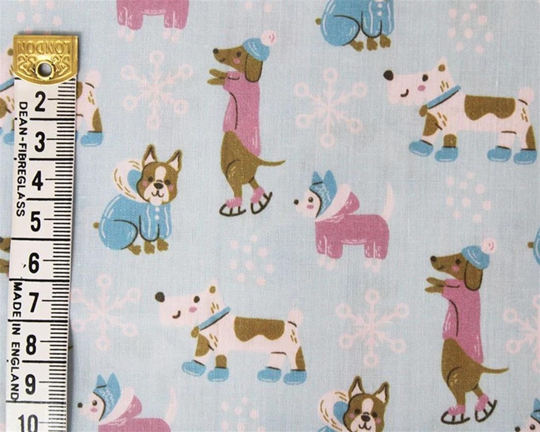 Blue MP Digital Festive Polycotton Dogs Mixing Polyester and Cotton…