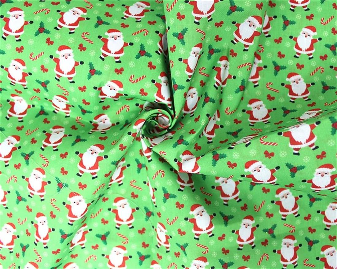 Green MP Digital Festive Polycotton Santa and Candy Canes Mixing…