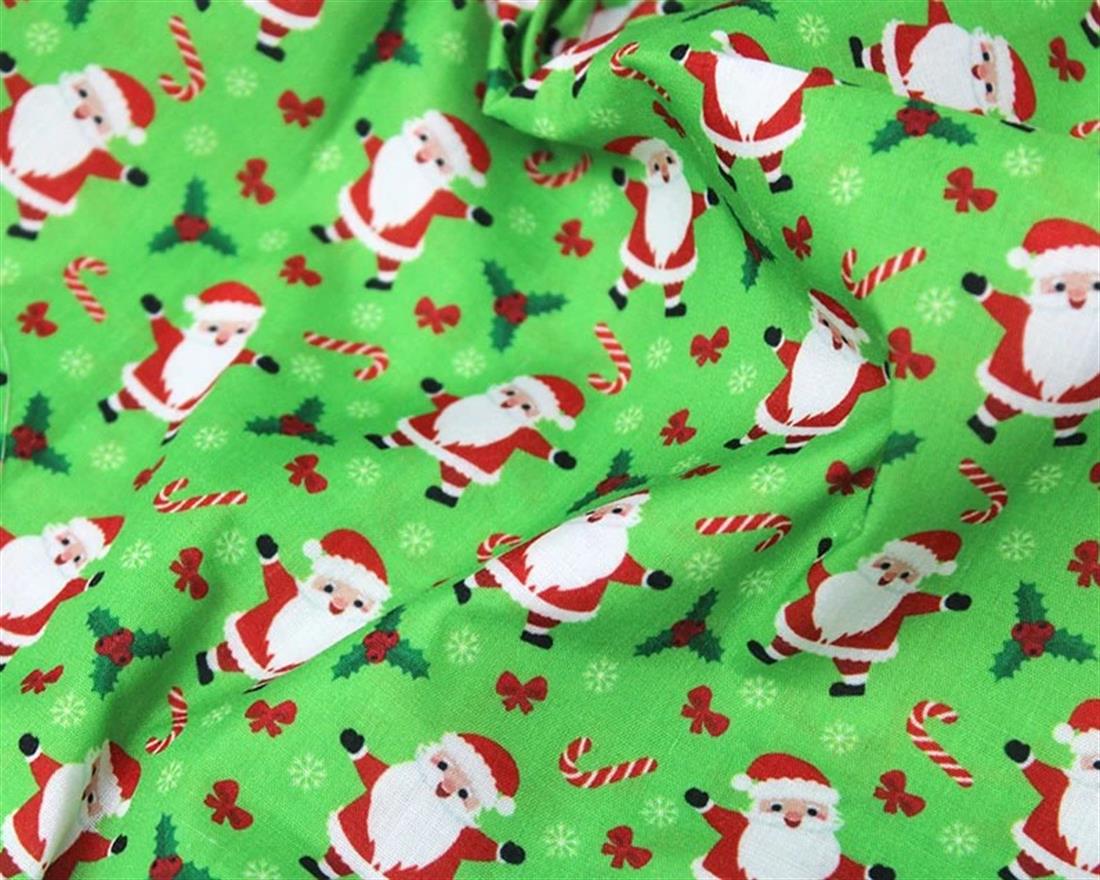 Green MP Digital Festive Polycotton Santa and Candy Canes Mixing…