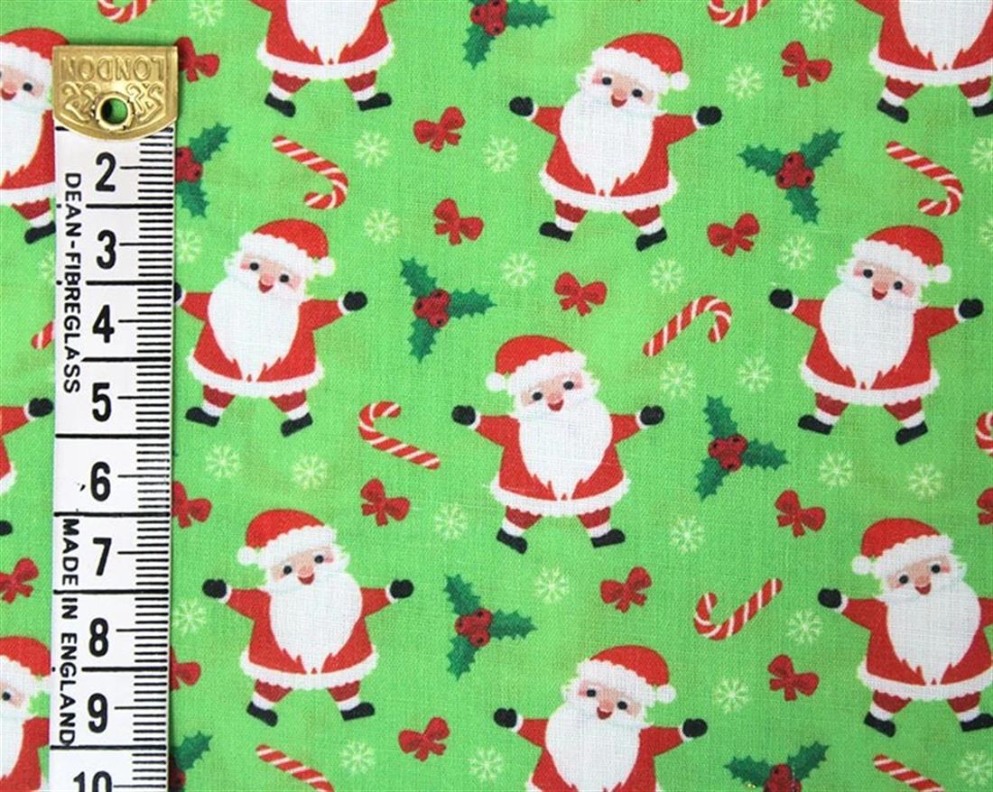 Green MP Digital Festive Polycotton Santa and Candy Canes Mixing…
