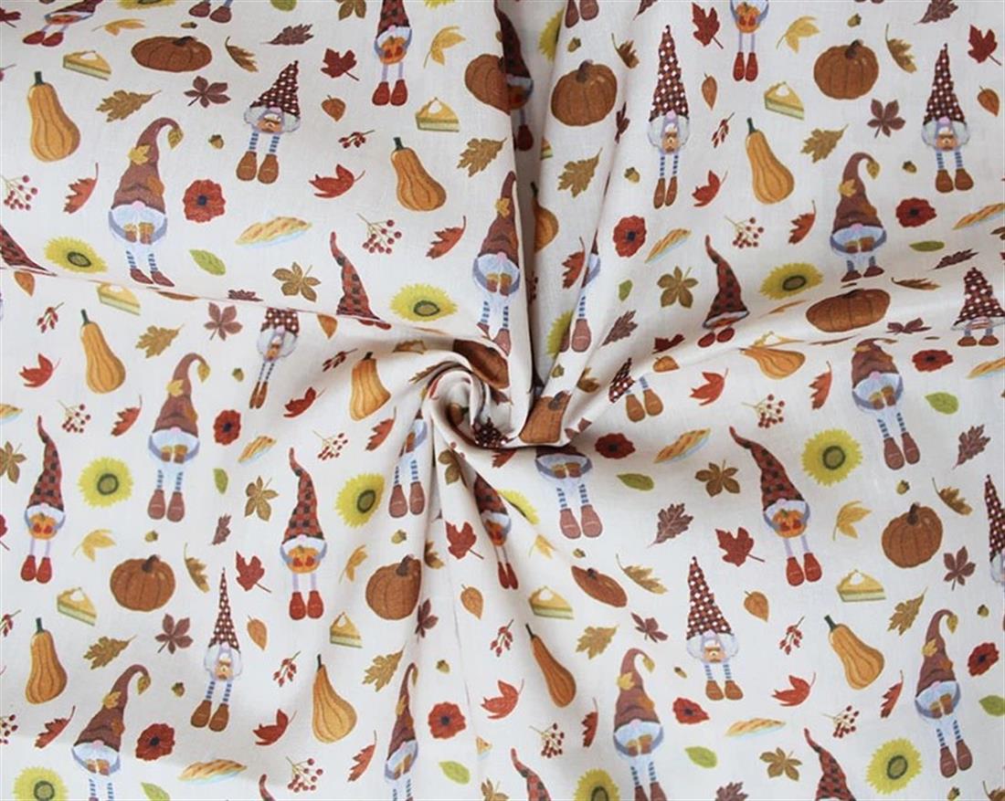 Beige MP Digital Festive Polycotton Gnomes Mixing Polyester and…