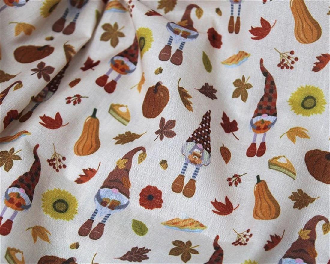 Beige MP Digital Festive Polycotton Gnomes Mixing Polyester and…