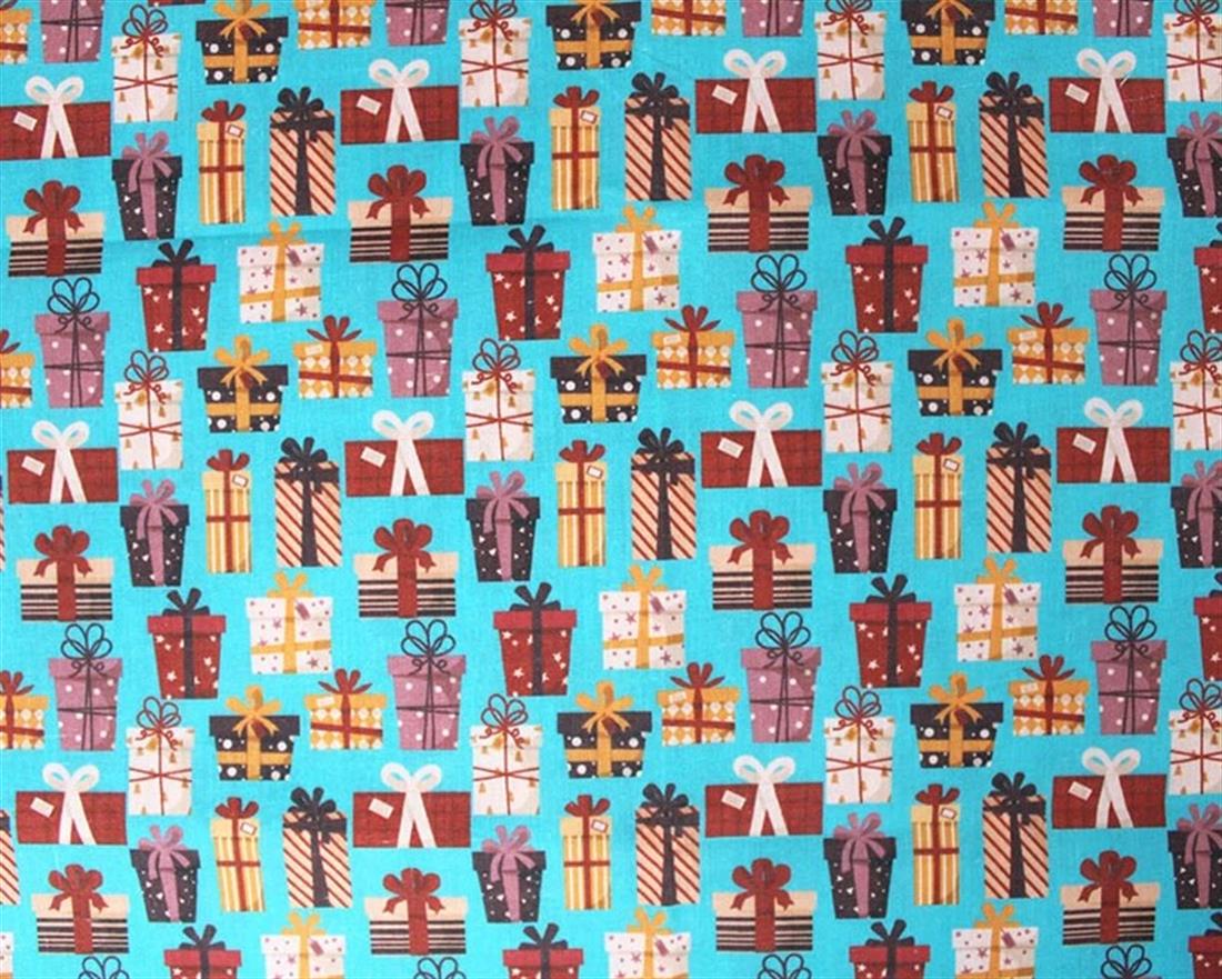 Blue MP Digital Festive Polycotton Presents Mixing Polyester and…