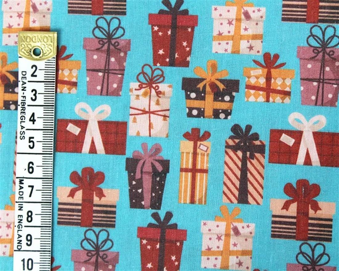 Blue MP Digital Festive Polycotton Presents Mixing Polyester and…