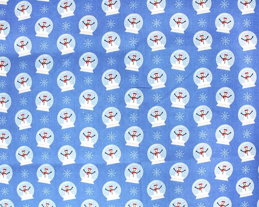 Blue MP Digital Festive Polycotton Snowglobes Snowman Mixing…