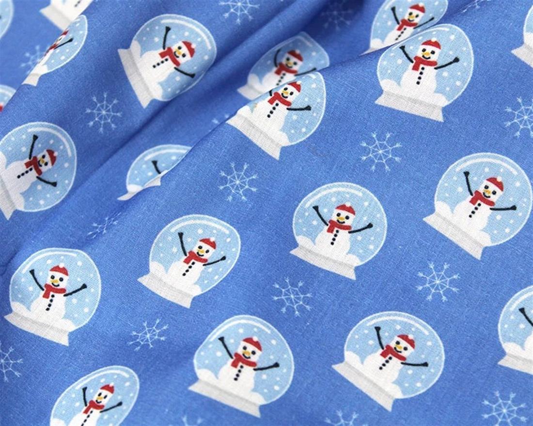 Blue MP Digital Festive Polycotton Snowglobes Snowman Mixing…