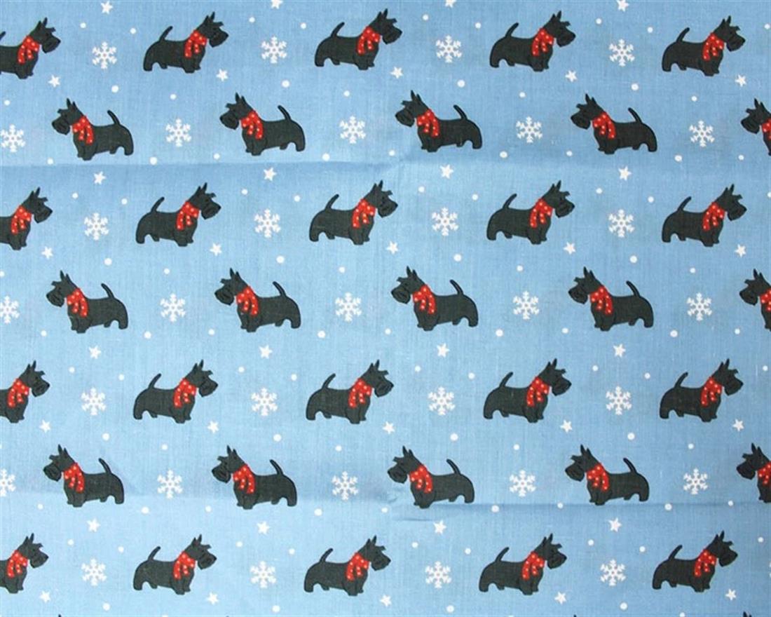 Blue MP Digital Festive Polycotton Shnauzer Snowflakes Mixing…