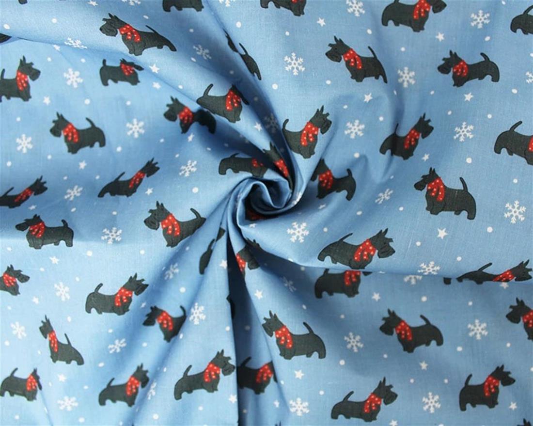 Blue MP Digital Festive Polycotton Shnauzer Snowflakes Mixing…