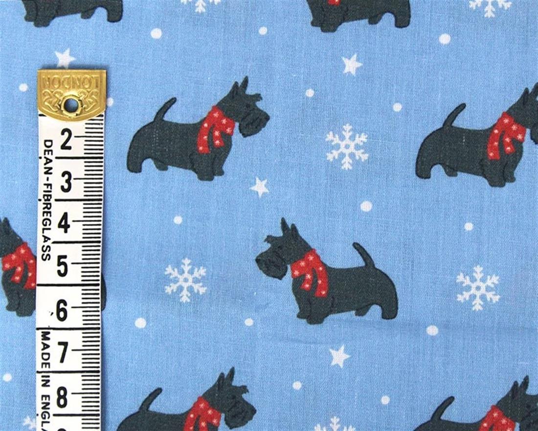 Blue MP Digital Festive Polycotton Shnauzer Snowflakes Mixing…