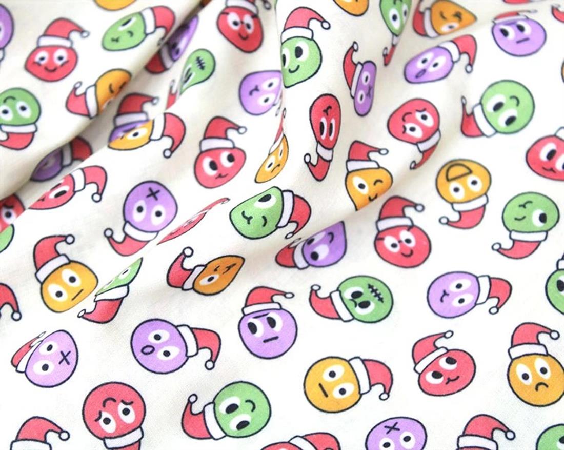 Off White MP Digital Festive Polycotton Christmas Ball Emoji Mixing…