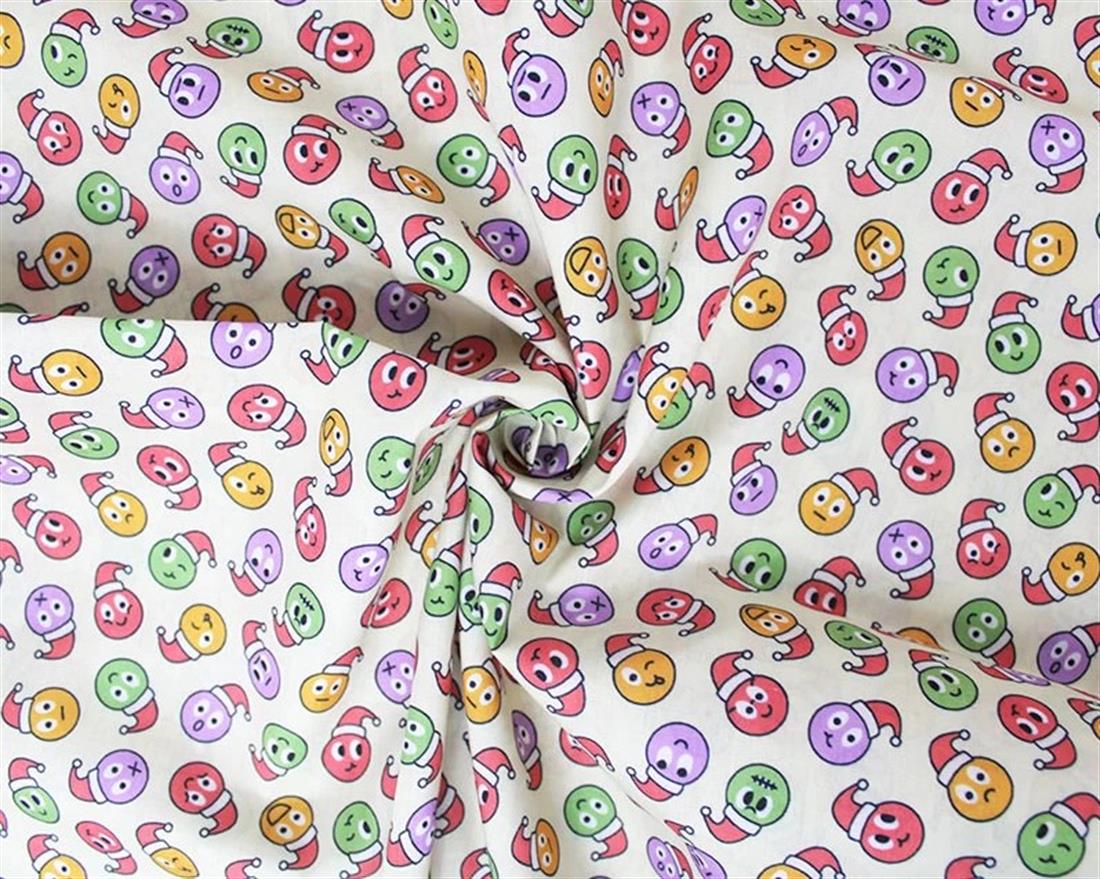 Off White MP Digital Festive Polycotton Christmas Ball Emoji Mixing…