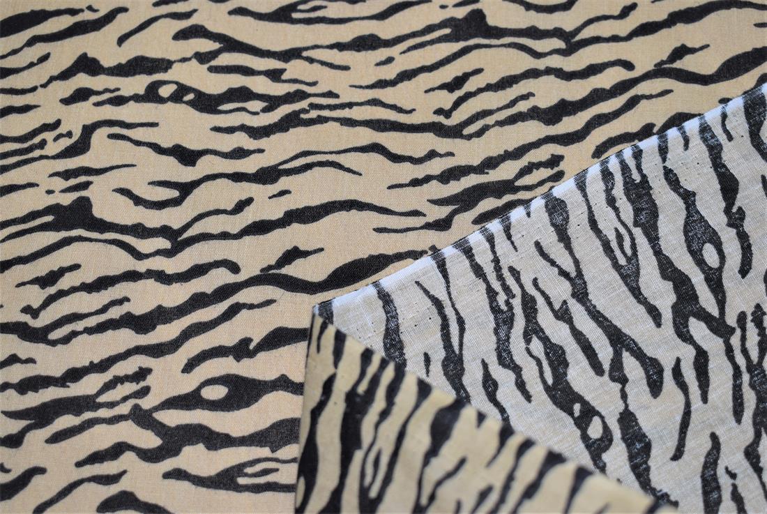 Camel Tiger Printed Polycotton Fabric