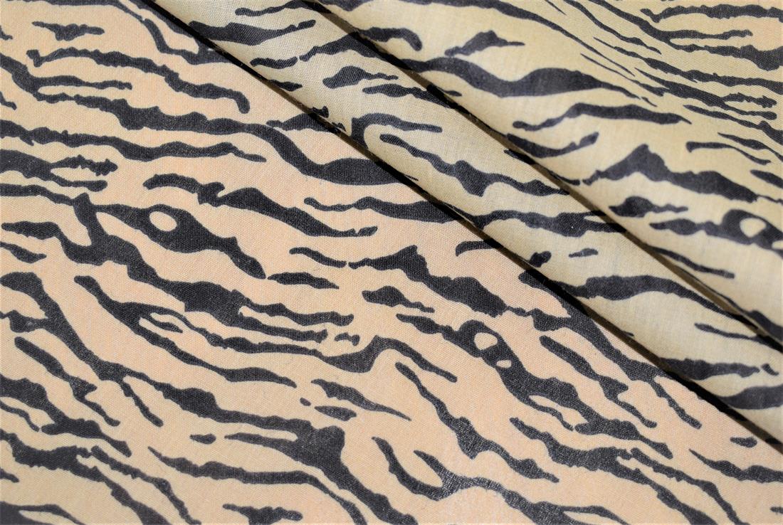 Camel Tiger Printed Polycotton Fabric