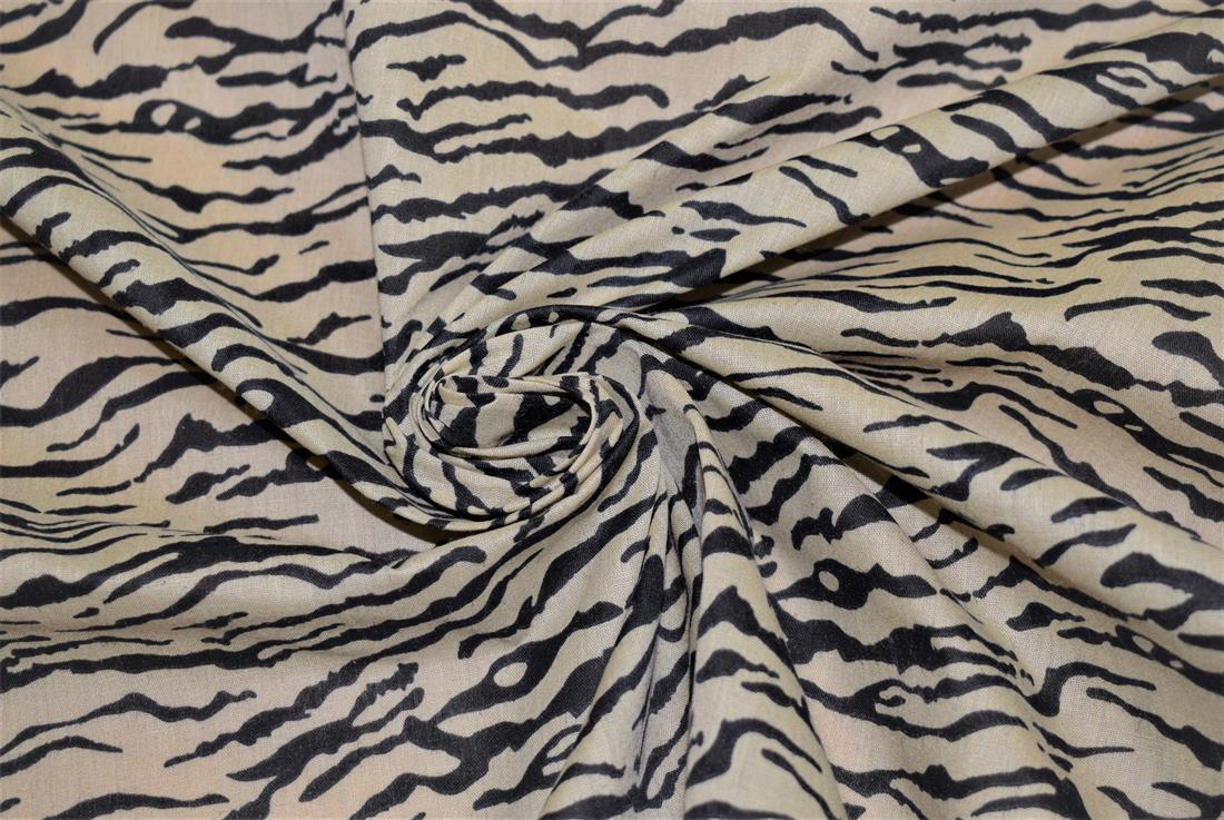 Camel Tiger Printed Polycotton Fabric