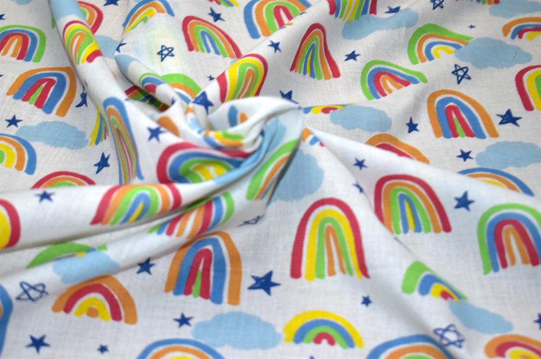 White Printed Polycotton FabricOur Are Made From a Blend of Polyester…