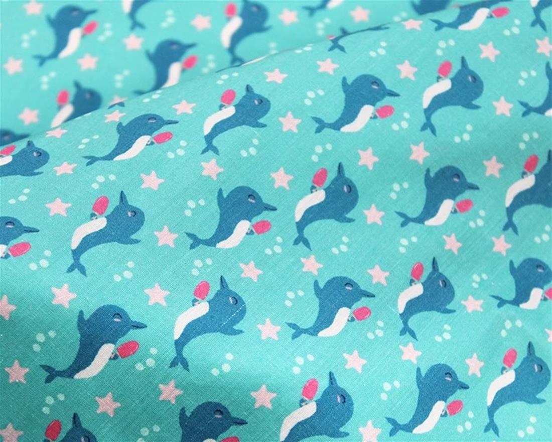 Blue MP Digital Polycotton Dolphins A Vibrant Fabric