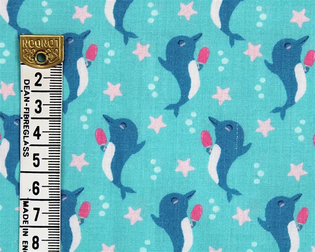 Blue MP Digital Polycotton Dolphins A Vibrant Fabric