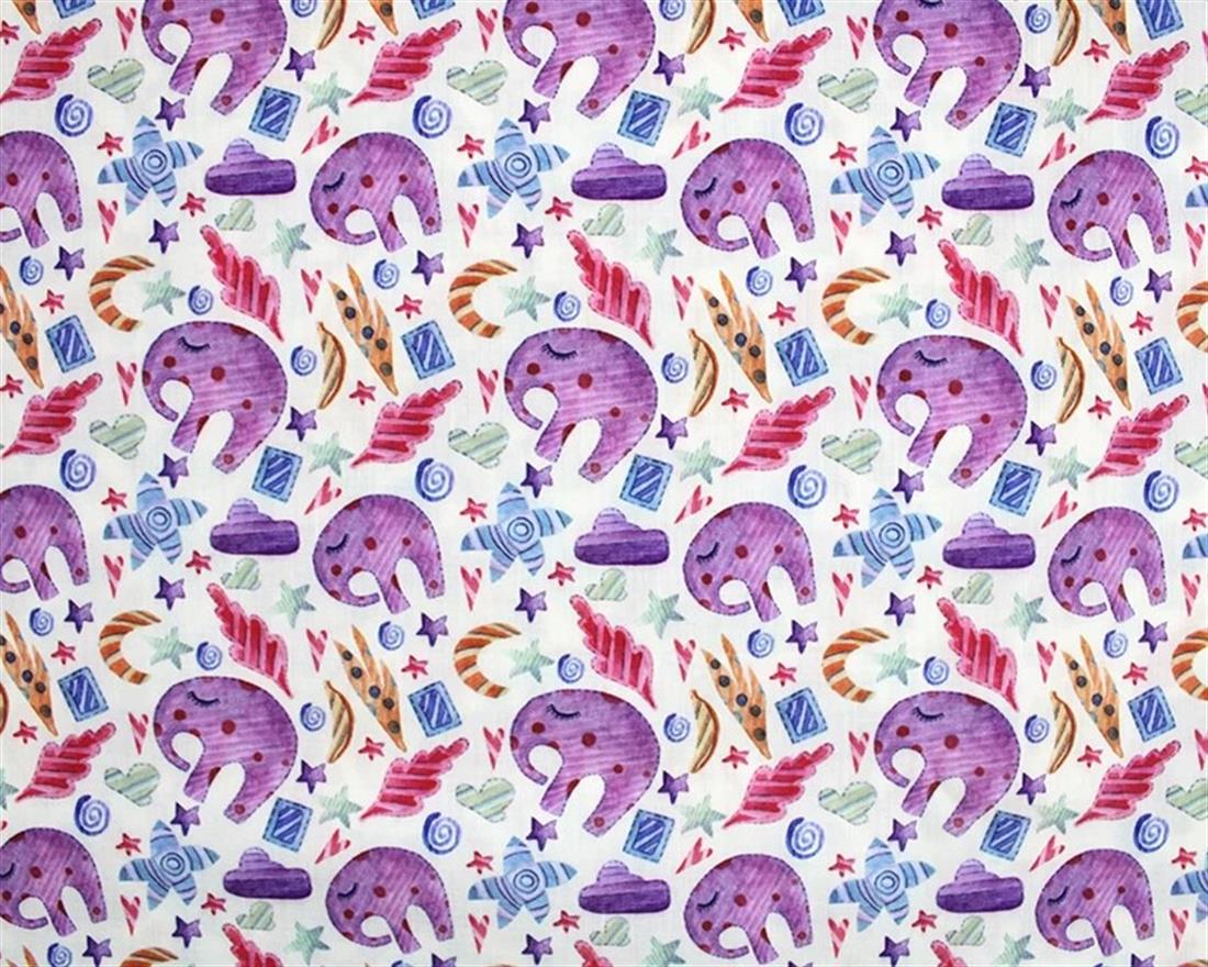 Cream MP Digital Polycotton Elephants A Charming Fabric